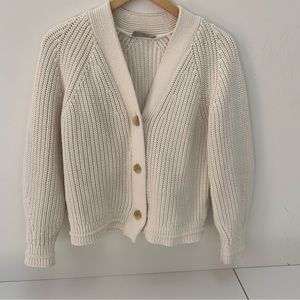 Everlane Chunky Textured Cotton Cardigan Ivory Sz M